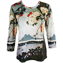 Load image into Gallery viewer, Katsushika Hokusai - Cherry Blossom, 3/4 Sleeve, Scoop Neck Women&#39;s Art Themed Top