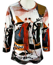 Load image into Gallery viewer, 1950&#39;s Alfa Romeo, 3/4 Sleeve, Scoop Neck Hand Silk-Screened Art Theme Ladies Top