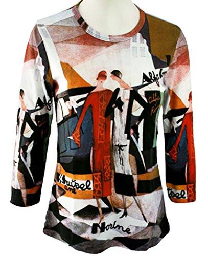 1950's Alfa Romeo, 3/4 Sleeve, Scoop Neck Hand Silk-Screened Art Theme Ladies Top