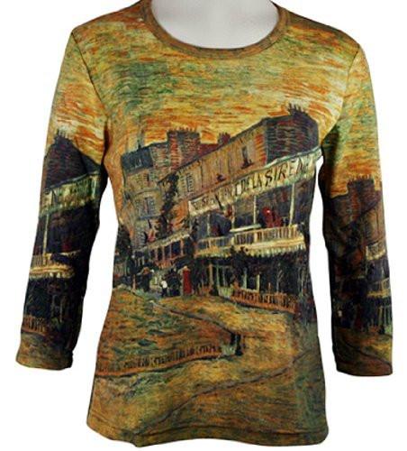 Vincent Van Gogh's - Restaurant, 3/4 Sleeve Hand Silk Screened Ladies Artistic Top