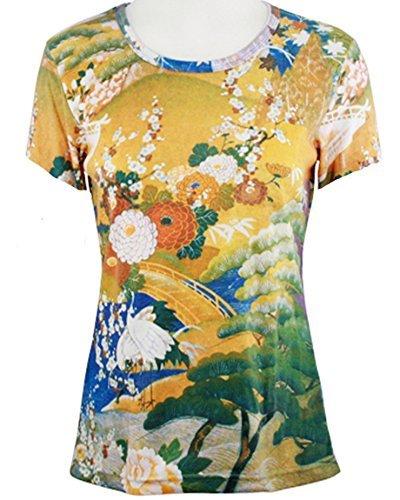 Japanese Art Works - Garden Bridge, Short Sleeve, Hand Silk Screened Artistic Top
