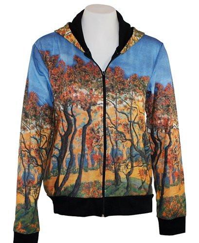Paul Ranson Autumn Forest Hand Silk-Screened 3/4 Sleeve Woman's Art Theme Hoodie