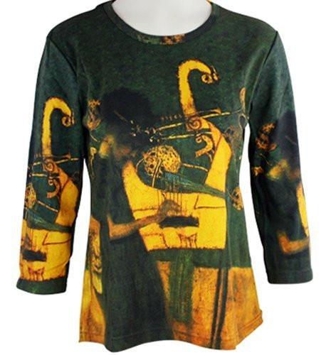 Gustav Klimt - Musique, 3/4 Sleeve, Scoop Neck, Women's Illustrated Art Top