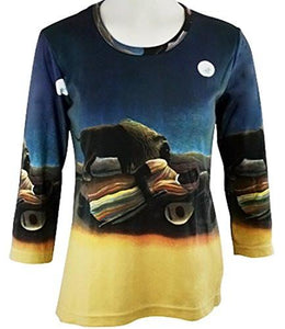 Henry Rousseau - Sleeping Gypsy, 3/4 Sleeve, Scoop Neck Cotton Micro Blend Art Top