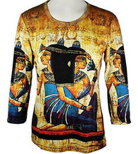 Load image into Gallery viewer, Egyptian 3/4 Sleeve, Scoop Neck, Hand Silk Screened Women&#39;s Artistic Novelty Top