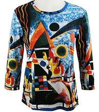 Load image into Gallery viewer, Wassily Kandinsky - Balancement, 3/4 Sleeve Scoop Neck Hand Silk Screened Art Top
