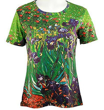 Load image into Gallery viewer, Van Gogh - Irises, Short Sleeve, Scoop Neck, Hand Silk Screened Illustrated Art Top