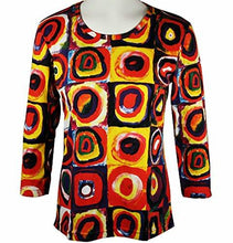 Load image into Gallery viewer, Kandinsky - Color Study of Squares, 3/4 Sleeve Scoop Neck Hand Silk Screened Art Top