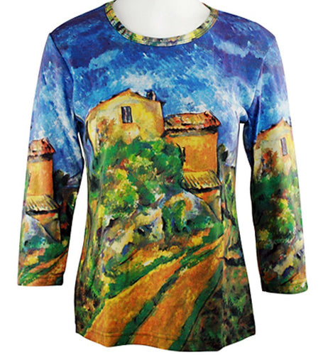 Paul Cézanne - Maison Maria with a view of Chateau Noir, 3/4 Sleeve, Illustrated Art Top