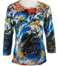 Load image into Gallery viewer, Kandinsky - Improvisation 3/4 Sleeve Scoop Neck Hand Silk Screened Ladies Art Top