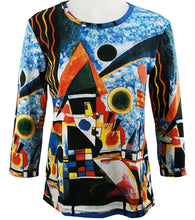Load image into Gallery viewer, Wassily Kandinsky - Balancement, 3/4 Sleeve Scoop Neck Hand Silk Screened Art Top