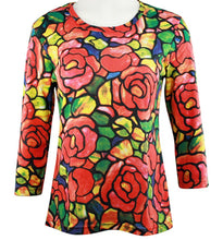 Load image into Gallery viewer, Stephanie - Tiffany Rose, Scoop Neck, Hand Silk Screened 3/4 Sleeve Ladies Art Top