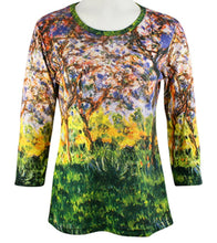 Load image into Gallery viewer, Paul Ranson - Forest, 3/4 Sleeve Scoop Neck Hand Silk Screened Art Theme Ladies Top