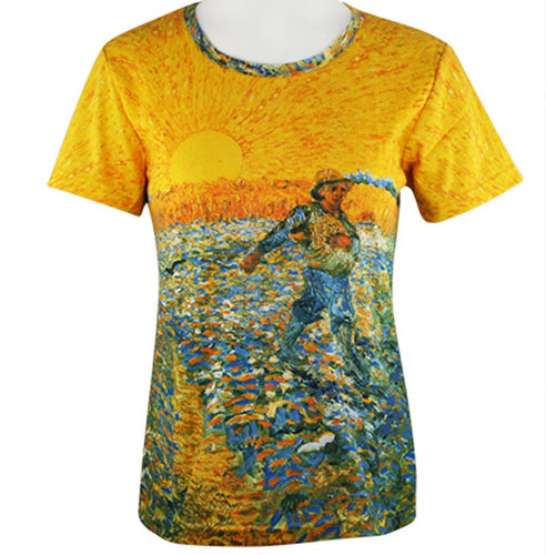 Vincent Van Gogh - Sower, Short Sleeve, Scoop Neck, Hand Silk Screened Artistic Top