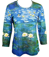 Load image into Gallery viewer, Monet Water Lilies Evening Effect Hand Silk Screened Illustrated Fashion Art Top