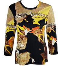 Load image into Gallery viewer, Lautrec Divan Japonais, 3/4 Sleeve Hand Silk Screened Illustrated Art Fashion Top