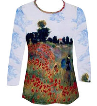 Load image into Gallery viewer, Monet Wild Poppies, 3/4 Sleeve Hand Silk Screened Illustrated Art Fashion Top